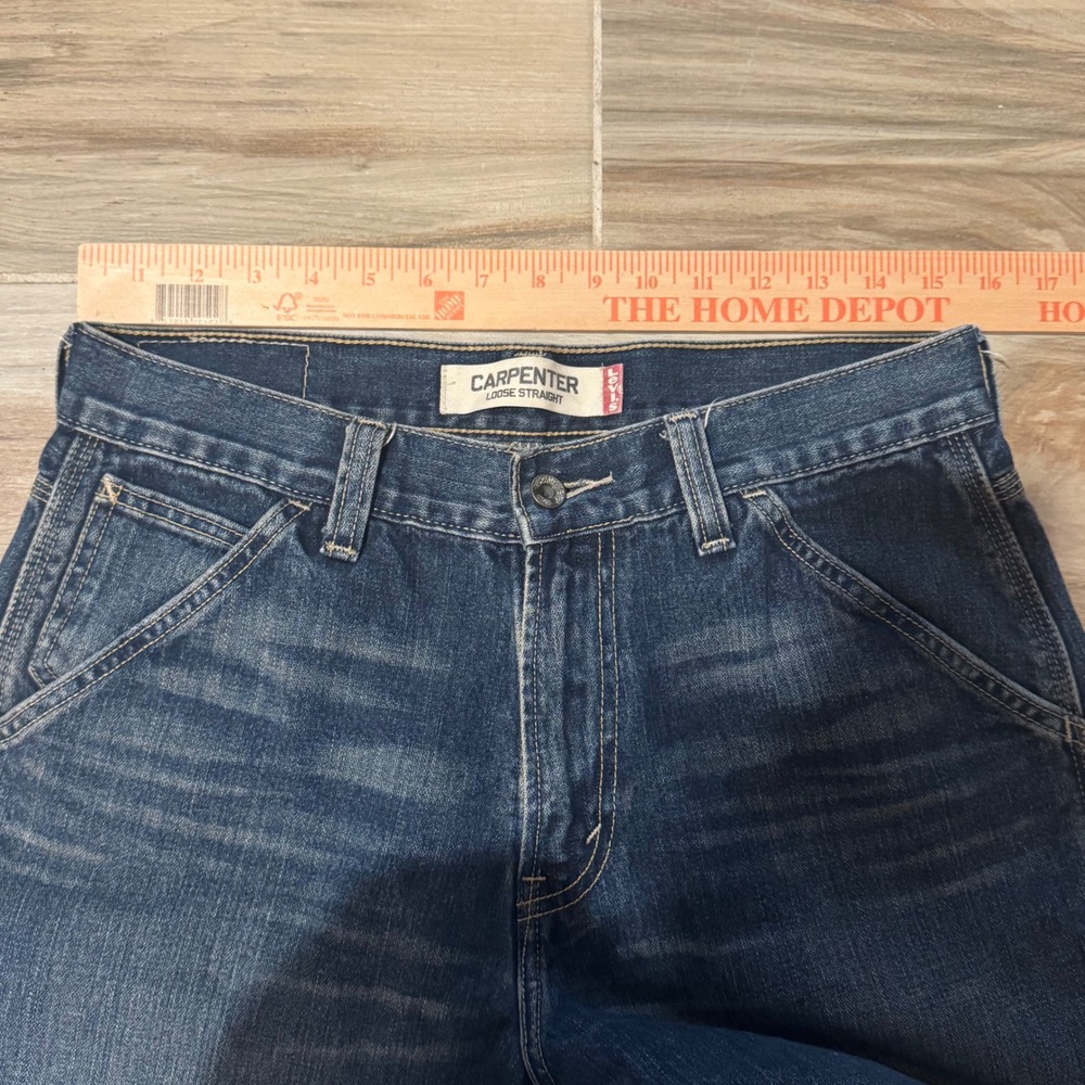 Vintage Y2K Levis Carpenter Loose Straight Jeans Mens 30x30 Dark Wash Workwear - Picture 5 of 5